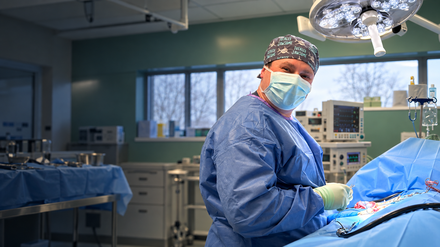 Veterinary orthopaedic surgeon performing surgery